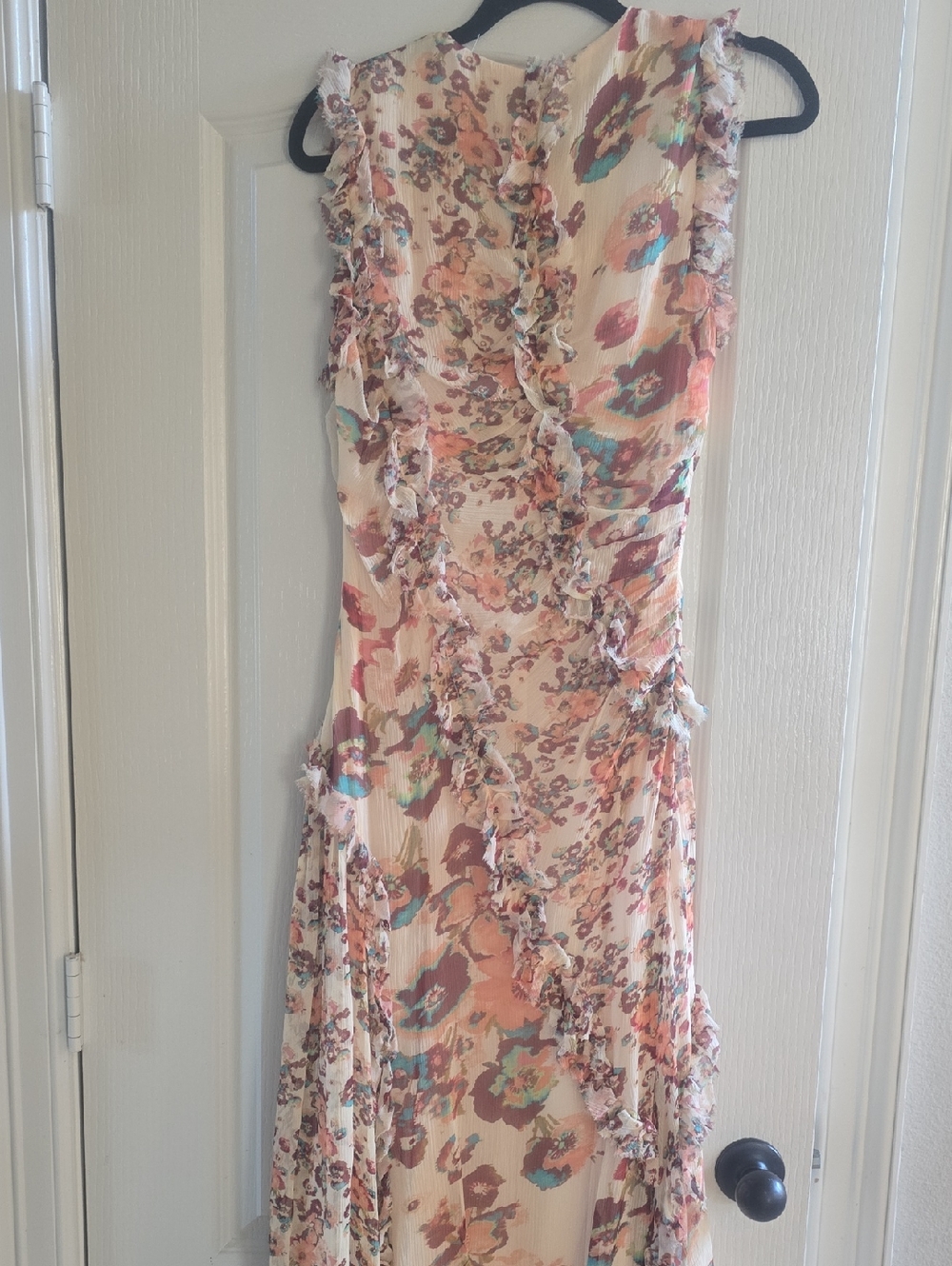 Ulla Johnson Floral Ruffled Sleeveless Dress - Cream Multi - Picture 9 of 11